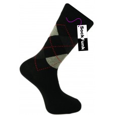 Argyle Socks by Pierre Calvini- Black with Red Dots